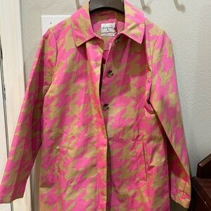 ISAAC MIZRAHI x Target Womens Pink/Tan Houndstooth Trench Coat Jacket NWT Medium
